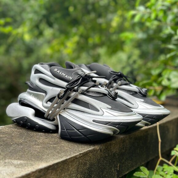 Balmain Black and Grey Unicorn Sneakers For Men - Picture 1 of 9